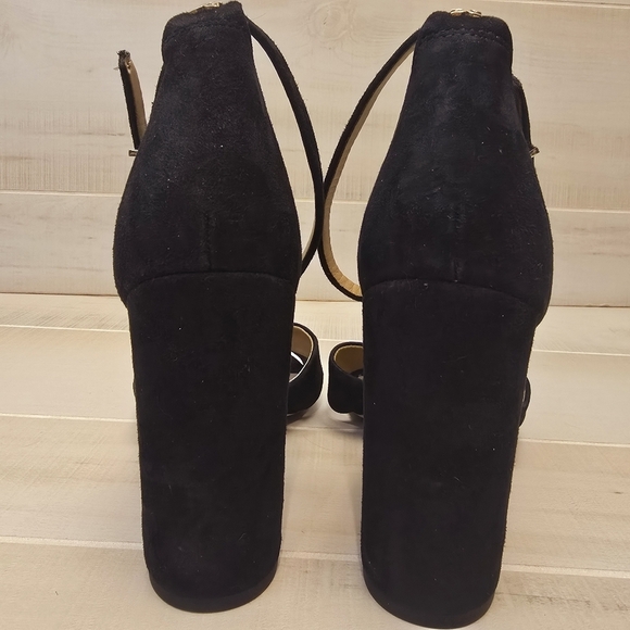{11} Sam Edelman Yancy Block Heel Ankle Strap Sandals in Black Suede - Picture 8 of 16